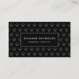 Professional Dental Clinic Tooth Pattern on Black Business Card