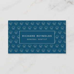 Professional Dental Clinic Tooth Pattern on Blue Business Card