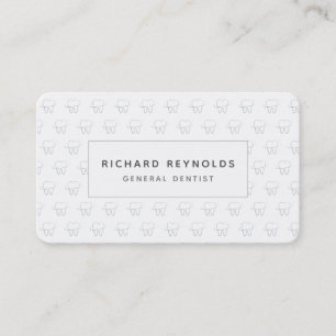 Professional Dental Clinic Tooth Pattern on white Business Card