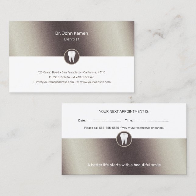 Professional Dental | Gold Dentist Appointment Card (Front/Back)