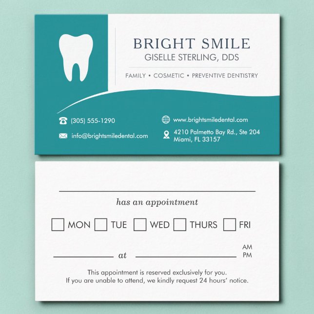 Professional Dental Office Tooth Appointment  Card (Creator Uploaded)