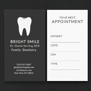 Professional Dentist Dental Black Appointment Business Card