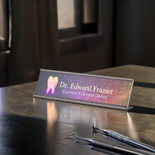 Professional Dentist Dental Clinic Rose Gold Tooth Desk Name Plate