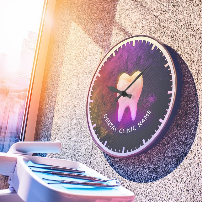 Professional Dentist Dental Clinic Rose Gold Tooth Large Clock (Creator Uploaded)