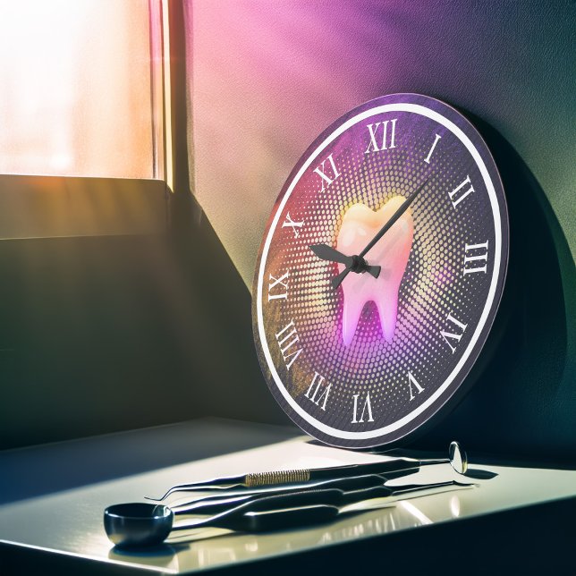 Professional Dentist Dental Clinic Rose Gold Tooth Large Clock (Creator Uploaded)