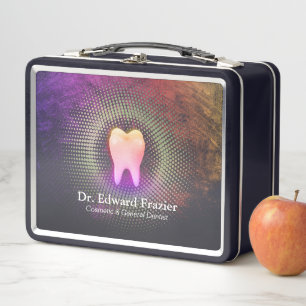 Professional Dentist Dental Clinic Rose Gold Tooth Metal Lunch Box