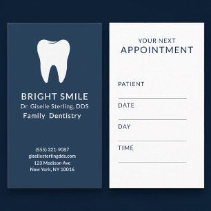 Professional Dentist Dental Navy Blue Appointment Card