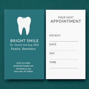 Professional Dentist Dental Teal Appointment Business Card