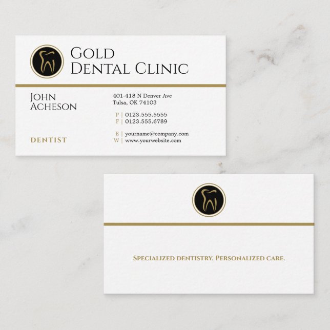 Professional Dentist |  Gold Dental Clinic Business Card (Front/Back)