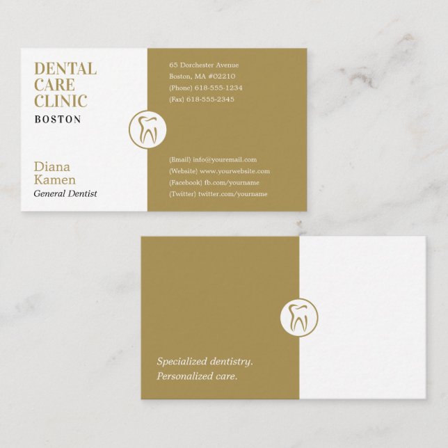 Professional Dentist | Golden Business Card (Front/Back)