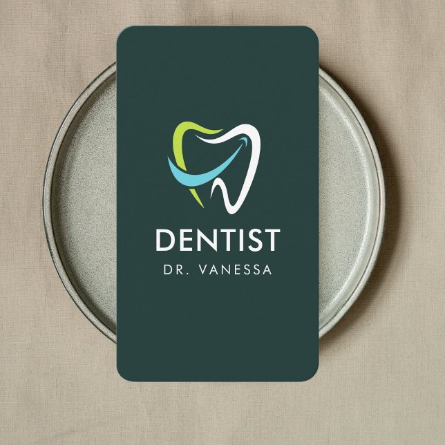 Professional Dentist Tooth Logo Dental Qr Code Business Card (Creator Uploaded)