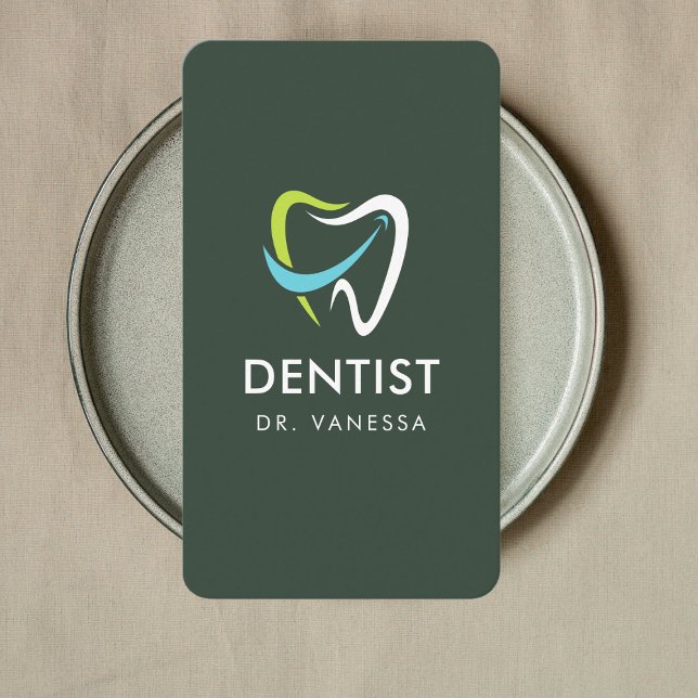 Professional Dentist Tooth Logo Dental Qr Code Business Card (Creator Uploaded)