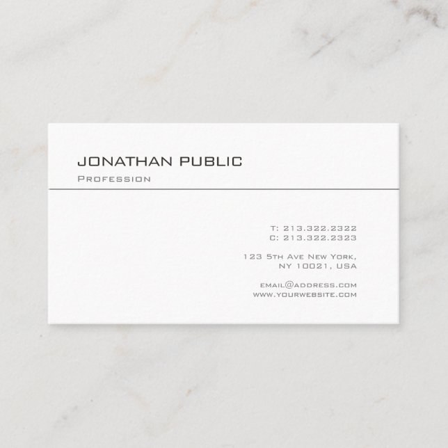 Professional Design Minimalistic Chic Plain Trendy Business Card (Front)