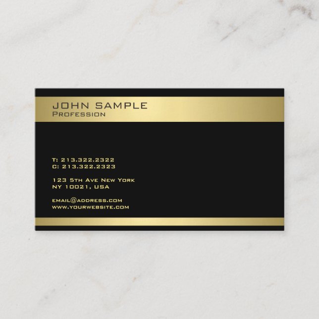 Professional Design Modern Elegant Black Gold Business Card (Front)