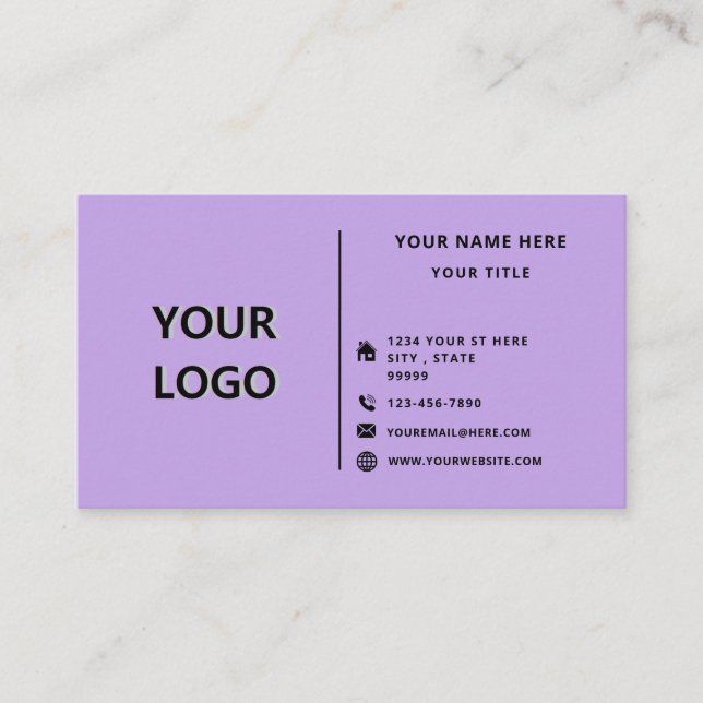 Professional Design Purple Business Card Example (Front)