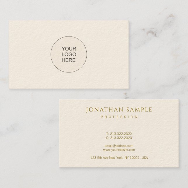 Professional Design Template Gold Look Text Business Card (Front/Back)