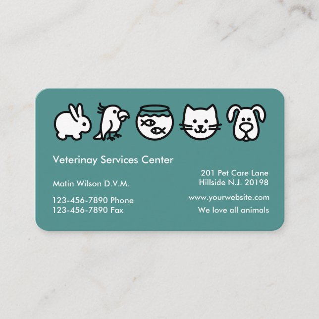 Professional Design Veterinarian Business Cards (Front)