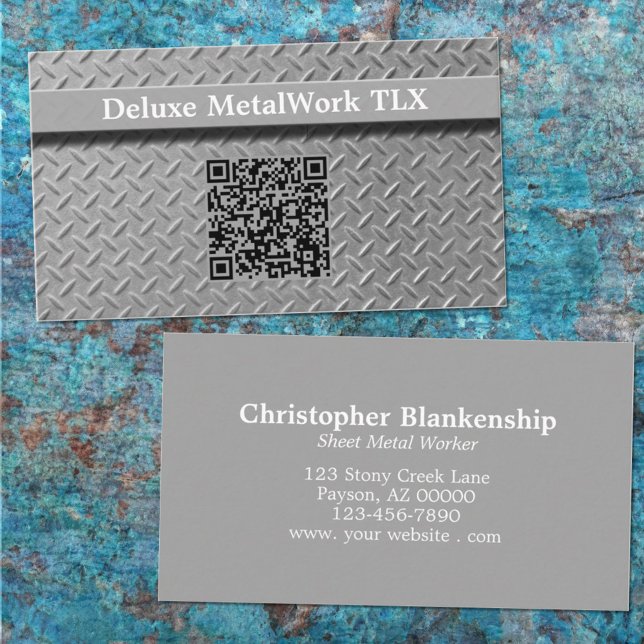 Professional Diamond Plate QR Code Rustic Business Card (Creator Uploaded)
