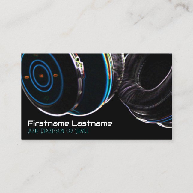 Professional DJ and VJ musician headphones Business Card (Front)