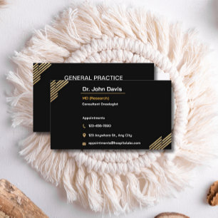 Professional Doctor Black and Gold Personalized Business Card