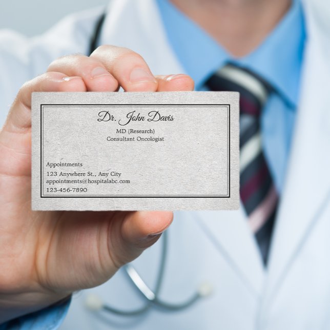 Professional Doctor Grey Black Personalised Business Card (Creator Uploaded)