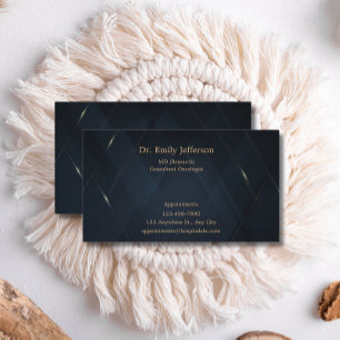 Professional Doctor Navy Blue Gold Personalized Business Card
