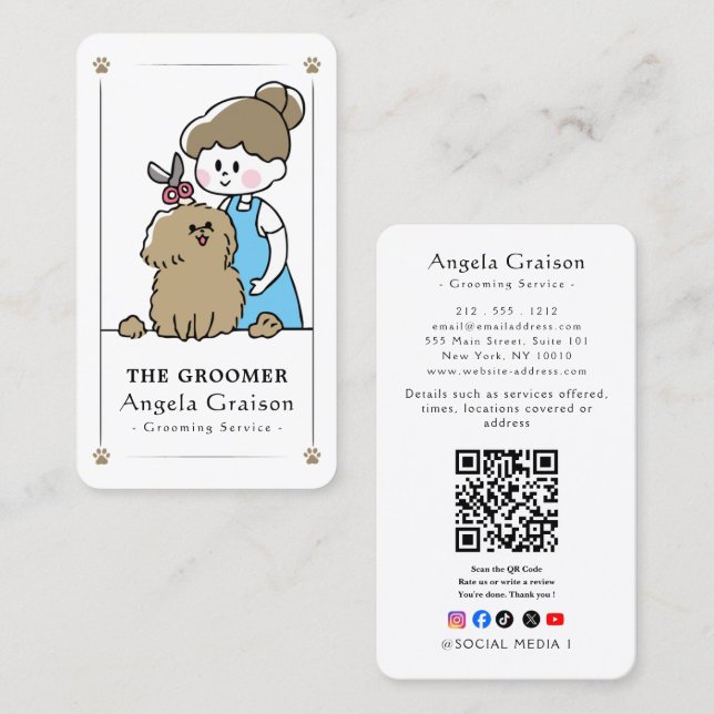 Professional Dog Groomer Business Card (Front/Back)