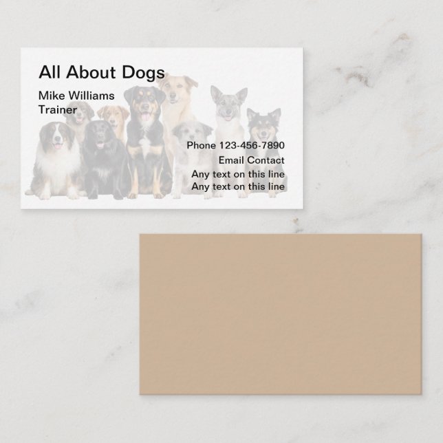 Professional Dog Trainer Business Cards (Front/Back)