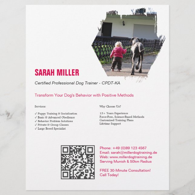 Professional Dog Trainer Flyer Great Dane  (Back)