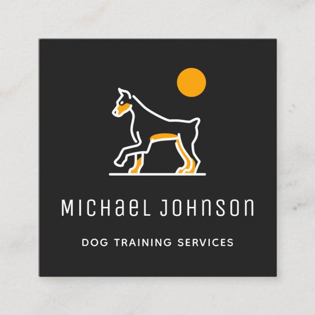 Professional Dog Training Service Doberman Black Square Business Card (Front)