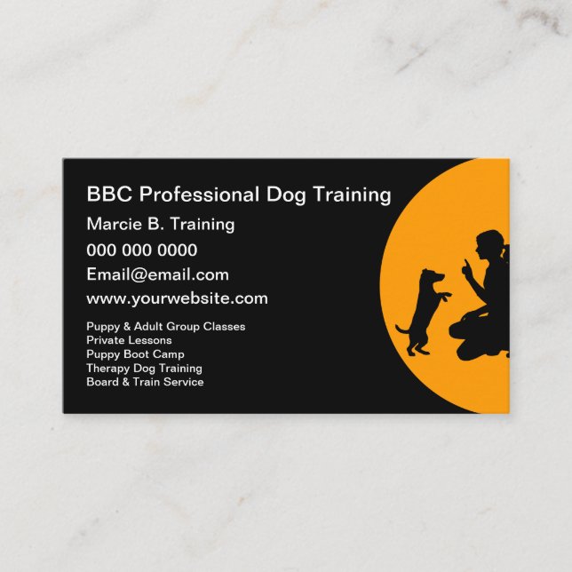 Professional Dog Training Services Business Card (Front)