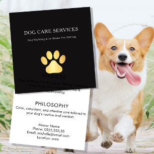 Professional Dog Walking & Pet Sitting Service  Square Business Card