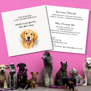 Professional Dog Walking & Pet Sitting Service  Square Business Card