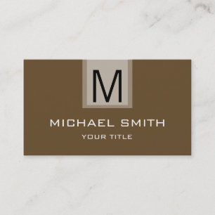 Professional Donkey Brown Solid Colour Monogram Business Card
