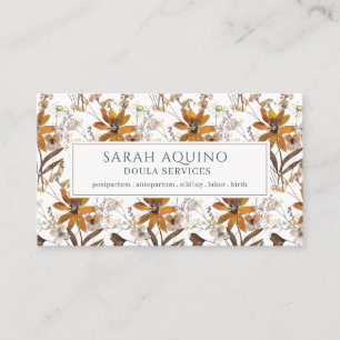 Professional Doula Floral Terracotta Wildflowers Business Card