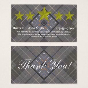 Professional Driver five star rating feedback card