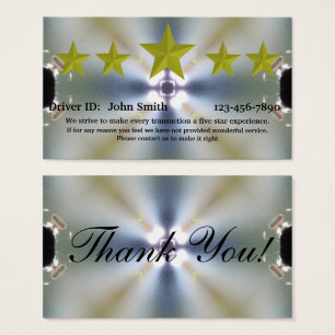 Professional Driver five star rating feedback card