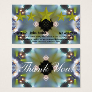 Professional Driver five star rating feedback card