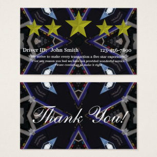 Professional Driver five star rating feedback card