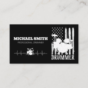 professional Drums Drummer American Flag Business Card