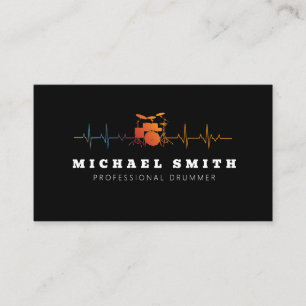 professional Drums Heartbeat Drummer Business Card