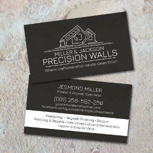 Professional Drywall Plastering Line Art  Business Card