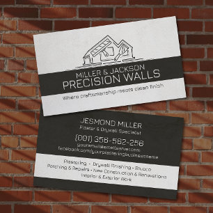 Professional Drywall Plastering Line Art  Business Card