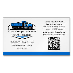Professional Dump Truck Hauling Company QR Code Magnetic Business Card