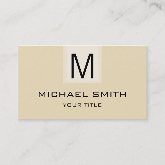 Professional Dutch White Solid Colour Monogram Business Card (Front)