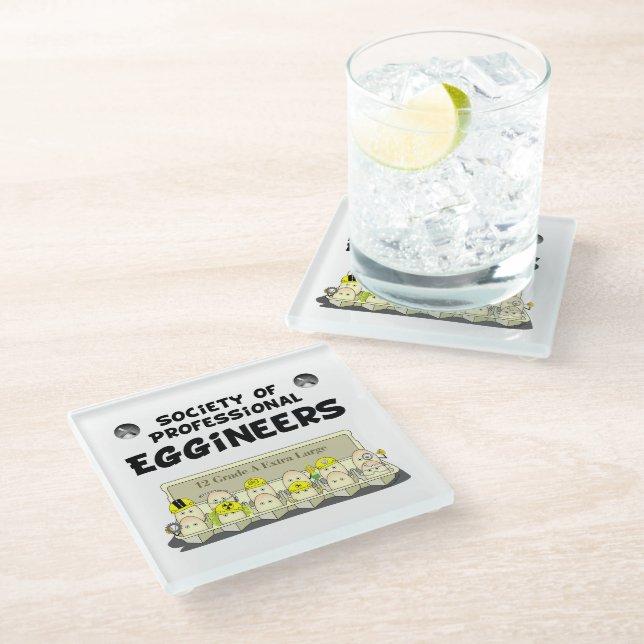 Professional Eggineers Glass Coaster (Angled)