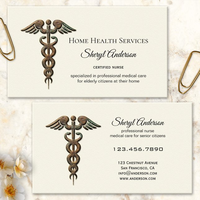 Professional Elderly Care Nurse Business Card (Creator Uploaded)