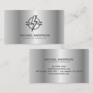 Professional Electrical Electrician Silver Gray    Business Card