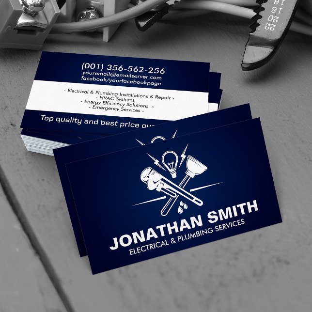 Professional Electrical & Plumbing Contractor  Business Card (Creator Uploaded)
