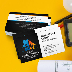 Professional Electrical & Plumbing Contractor Business Card